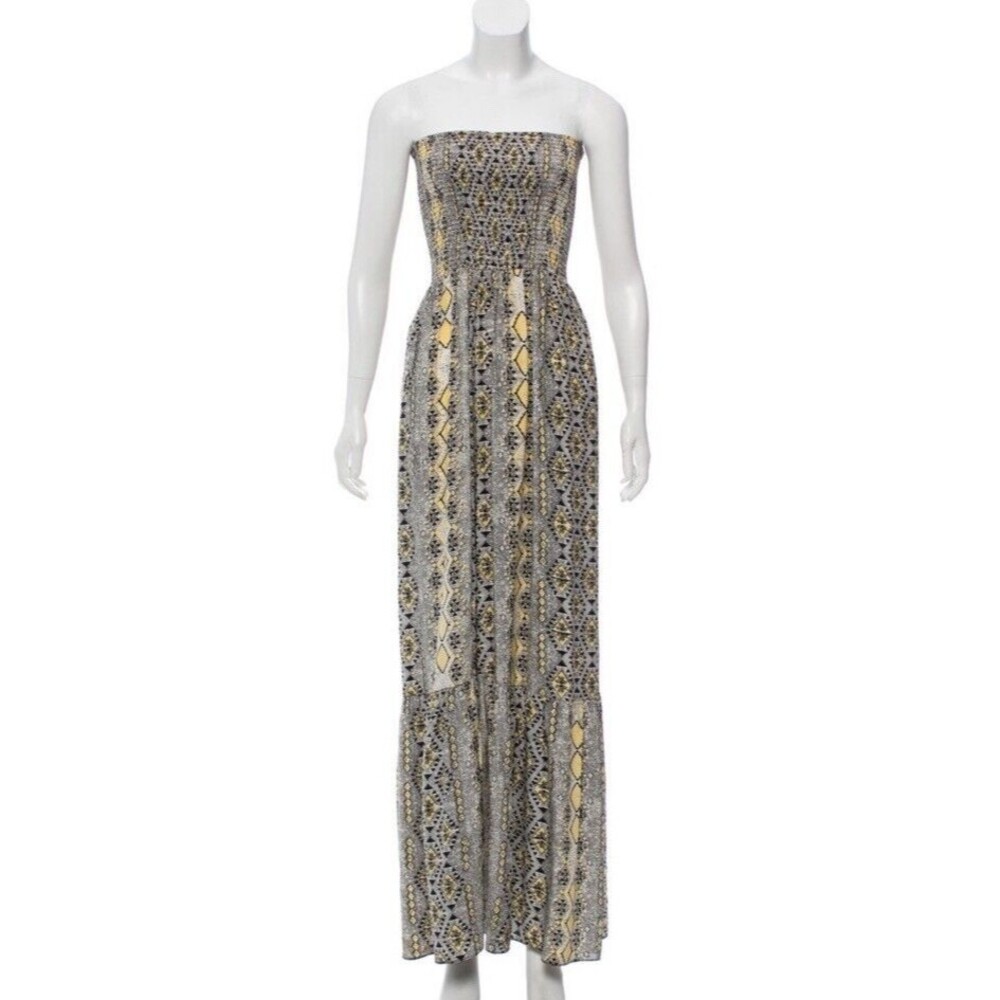 Parker Silk strapless maxi dress. Abstract Print. Sz: Small